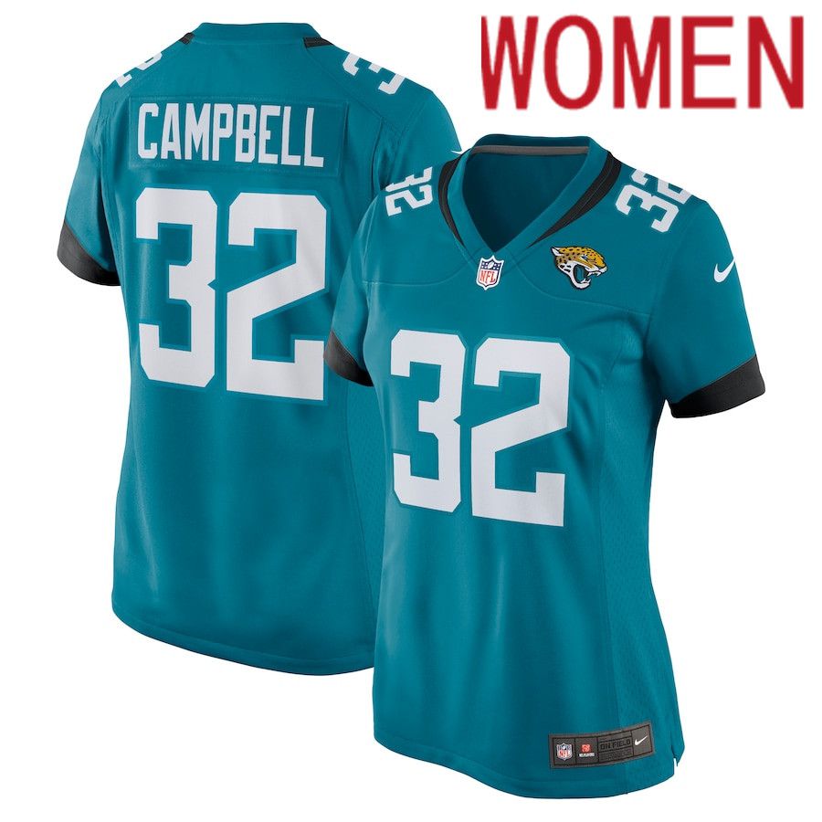 Women Jacksonville Jaguars #32 Tyson Campbell Nike Green Nike Game NFL Jersey->women nfl jersey->Women Jersey